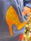 Queen of Sparkles Indigo Stiletto Sweatshirt