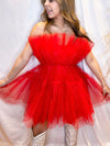 Missy Tulle Mini Dress- Red